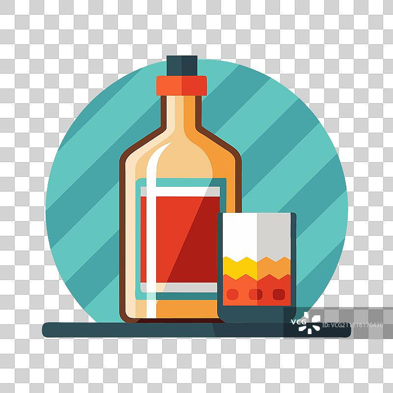 白色背景上的扁平酒精饮品图片素材
