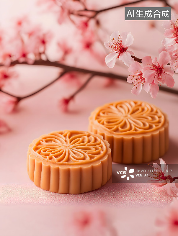 【AI数字艺术】中秋节月饼清新治愈主题特写图片素材