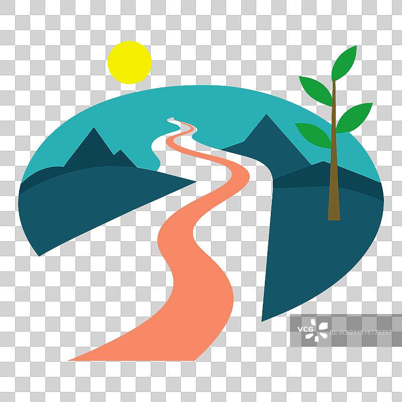 白色背景上的极简道路平面小径图片素材