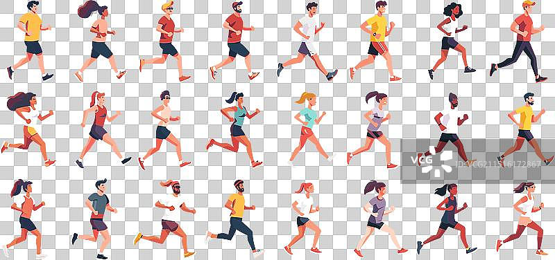 马拉松赛跑者卡通人物图片素材