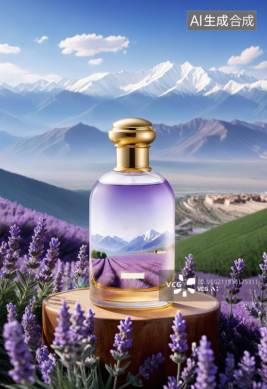 【AI数字艺术】海报模板薰衣草香精图片素材