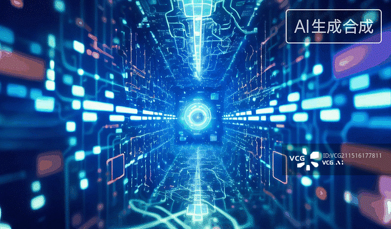 【AI数字艺术】数字隧道的旅程图片素材