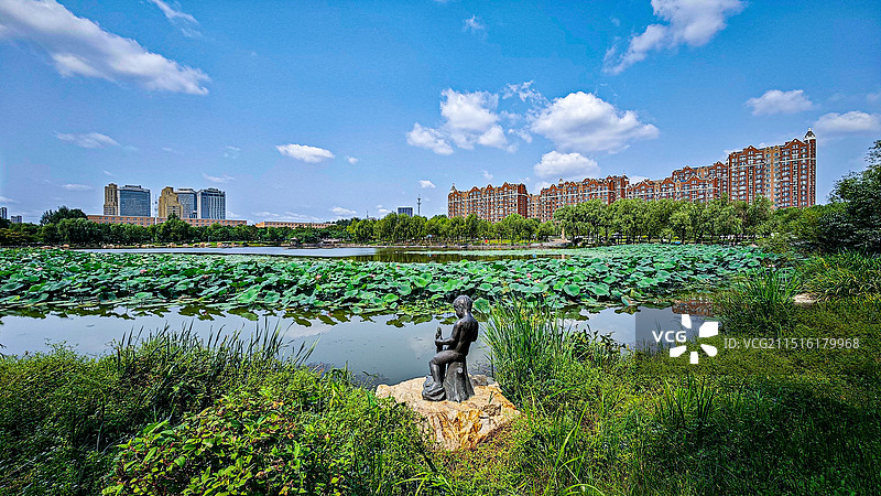 长春市三佳湖公园夏日风光图片素材