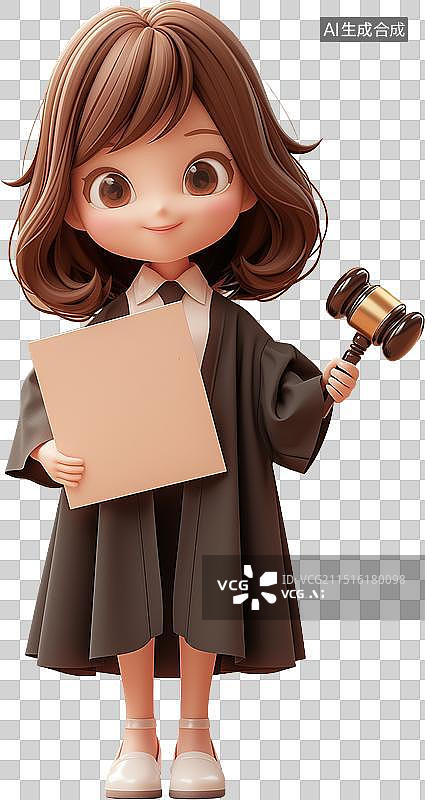 【AI数字艺术】3D卡通女法官图片素材