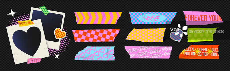 Y2K风格彩色胶带复古相框图片素材