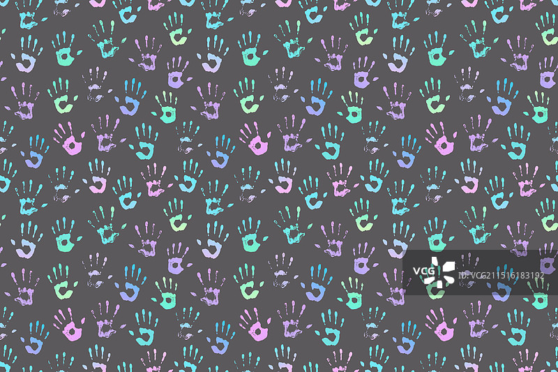 颜料手印无缝图案图片素材