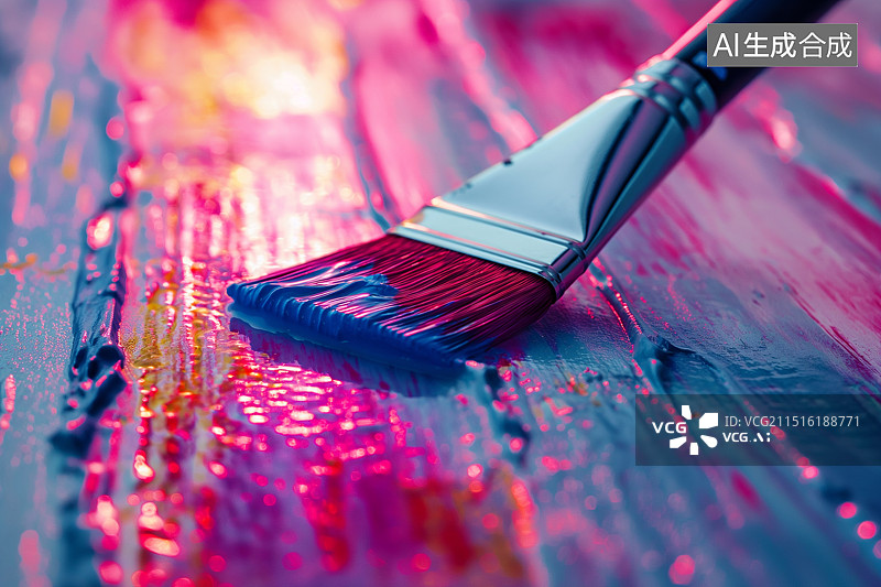 【AI数字艺术】彩色的颜料油漆和刷子图片素材