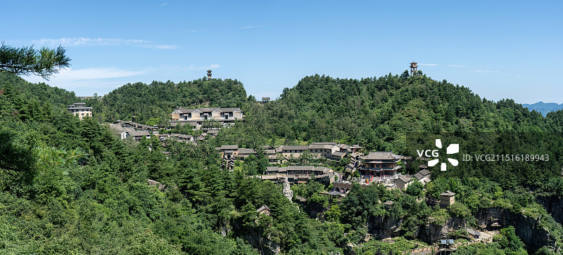河南省洛阳市栾川县三川镇抱犊寨景区山寨建筑景观图片素材