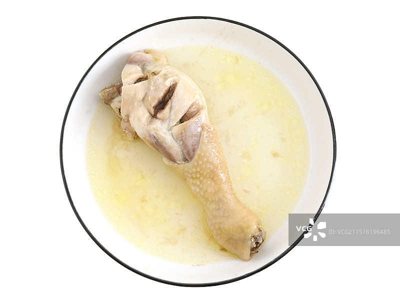 盘子中一个美食鸡腿的白底图图片素材