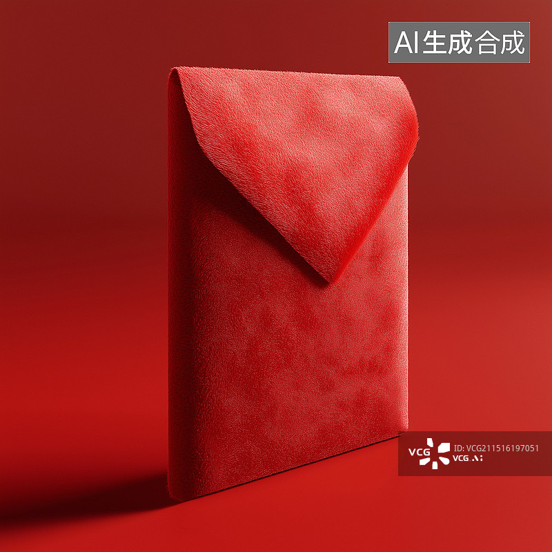【AI数字艺术】红色毛绒信封文件包图片素材