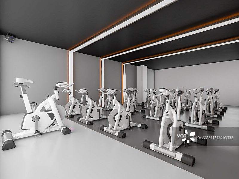 现代健身房动感单车图片素材