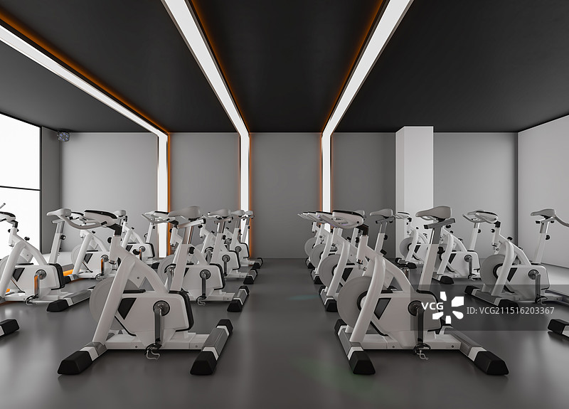 现代健身房动感单车图片素材