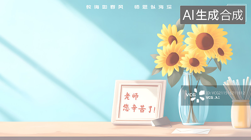 【AI数字艺术】AIGC：教师节节日海报背景图片素材