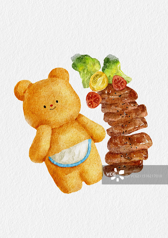 小熊鸡排饭图片素材