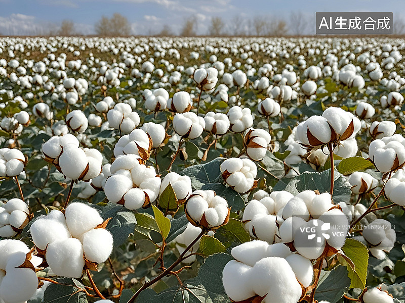 【AI数字艺术】棉田白色开花植物特写图片素材