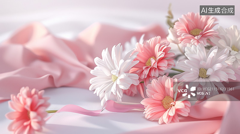 【AI数字艺术】粉红色菊花花朵图片素材