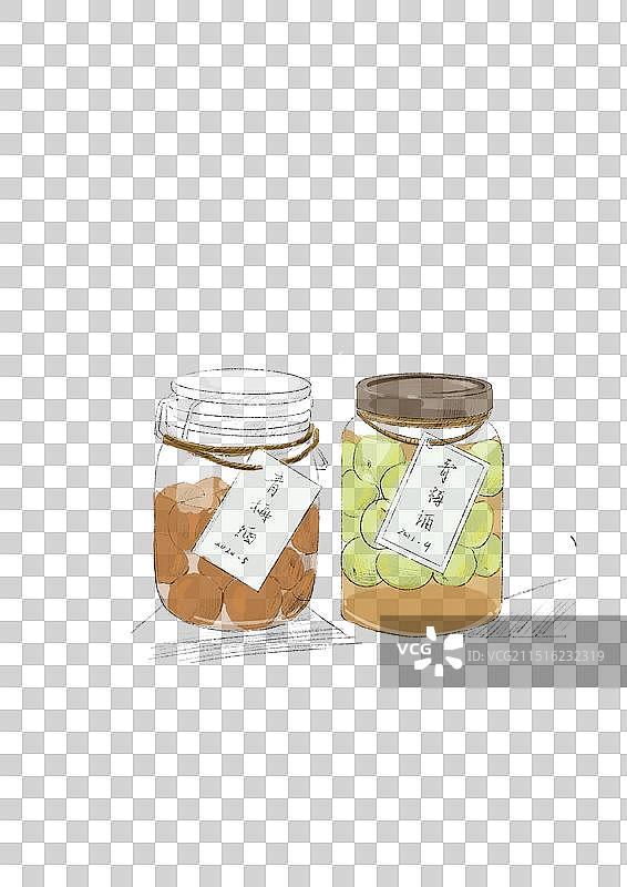 青梅酒插画素材 水彩图片素材