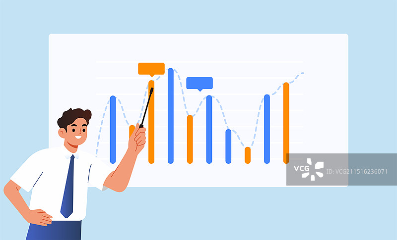 商务人士在图表上做手势图片素材