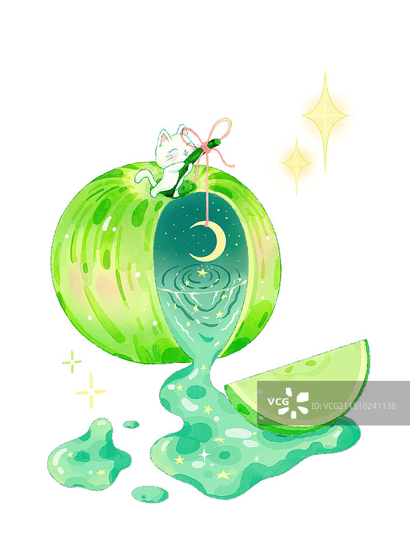 青苹果与星辰图片素材