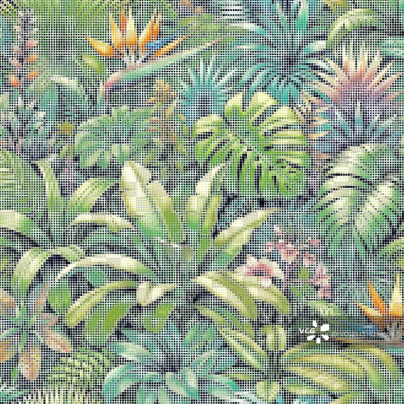 热带树叶半色调像素风图片素材