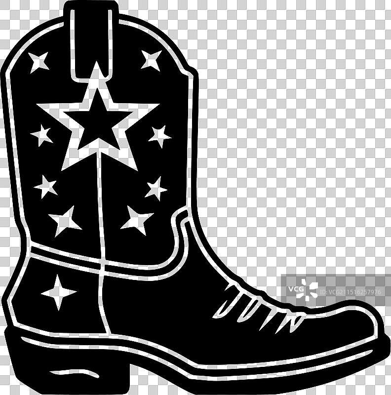 牛仔靴 - 黑白隔离图标图片素材
