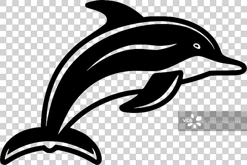 黑白海豚隔离图标图片素材