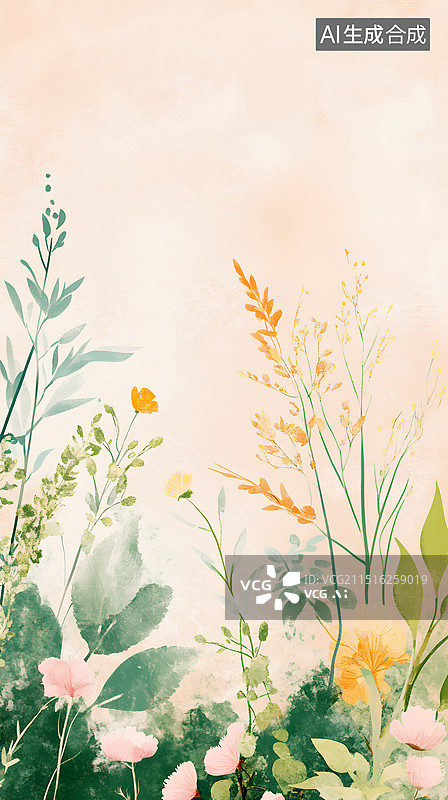 【AI数字艺术】AIGC：清新花卉边框设计背景图片素材