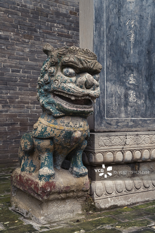 晋中太谷孔家大院墨庄院石狮子图片素材