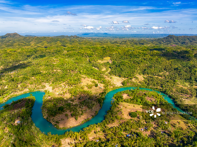菲律宾，宿务省Cebu，保和岛Bohol，洛博克河Loboc River，东方亚马逊河，热带，航拍图片素材