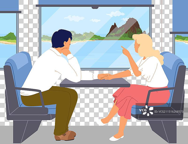 快乐的卡通情侣旅行图片素材