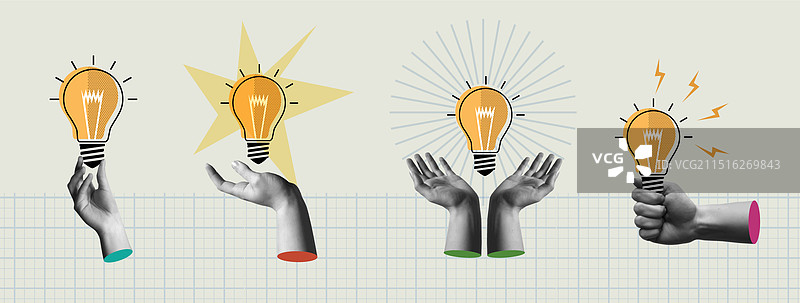 90年代复古拼贴风格的明亮创意概念图片素材