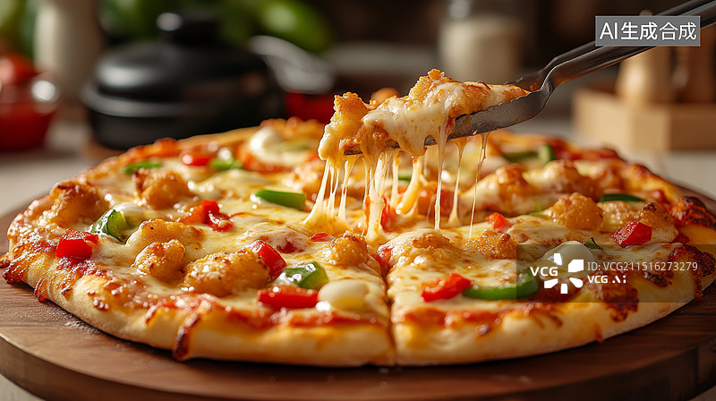 【AI数字艺术】美食披萨图片素材