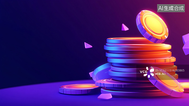 【AI数字艺术】游戏骰子硬币赌博交易金钱装饰抽奖场景插画图片素材