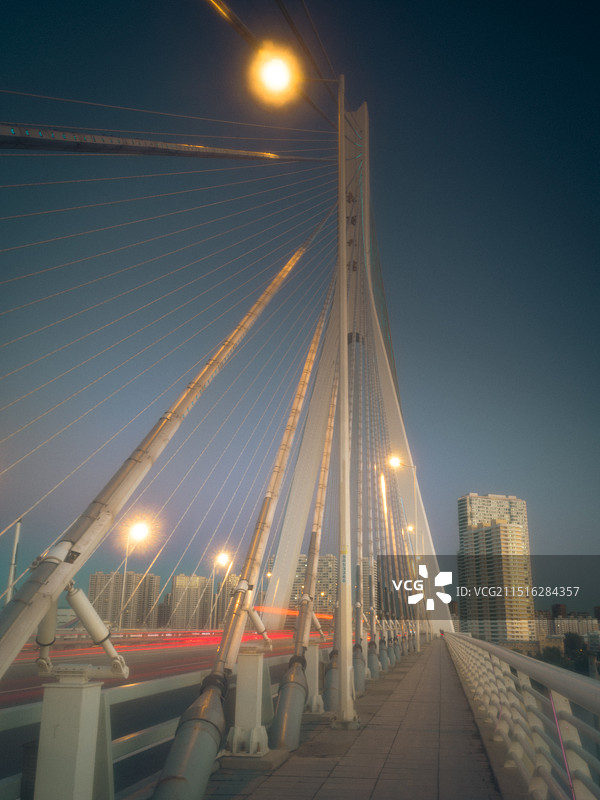 夜幕下的哈尔滨松浦大桥图片素材