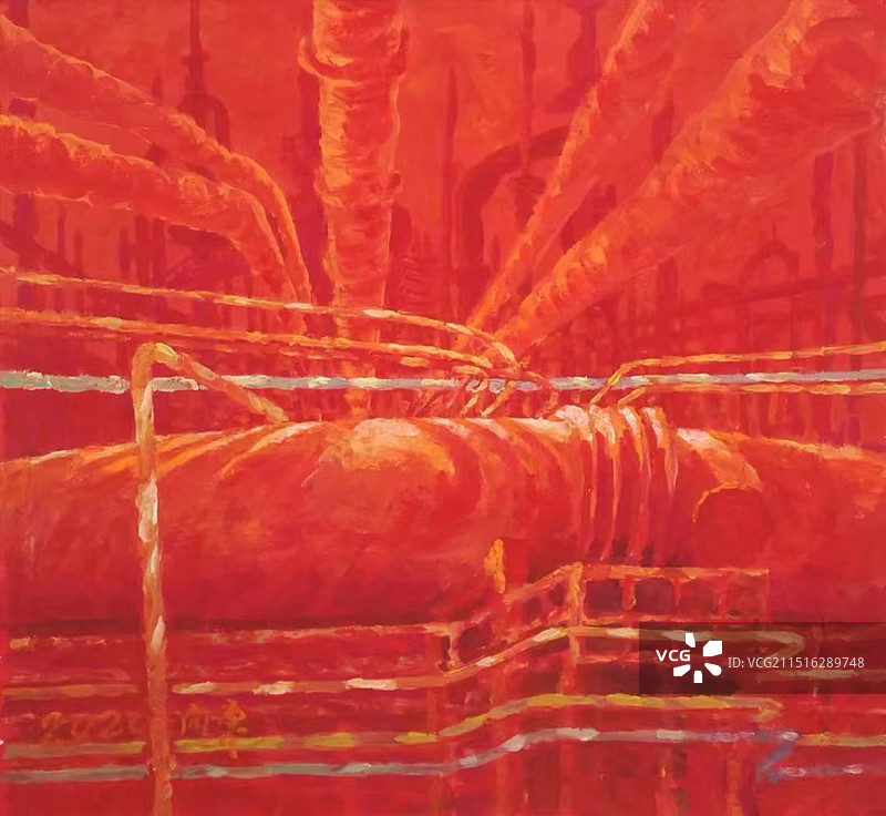 水粉画《管》钢铁之歌图片素材