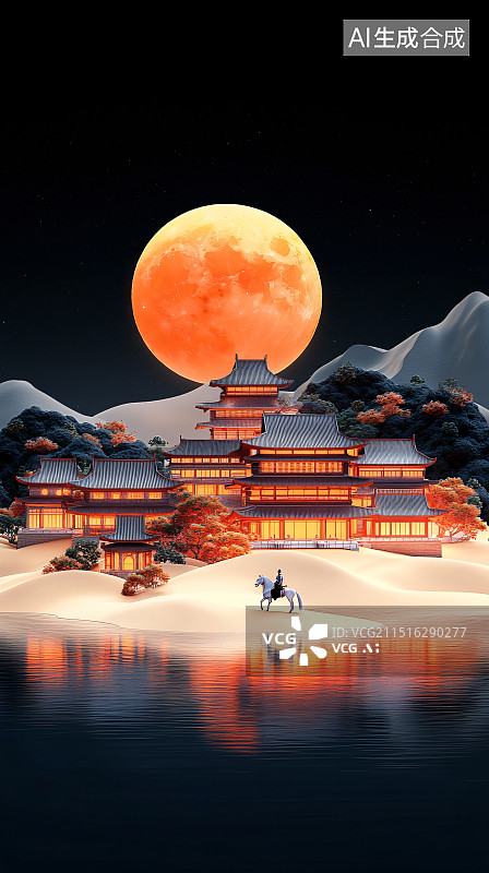 【AI数字艺术】沙漠中的旅人图片素材