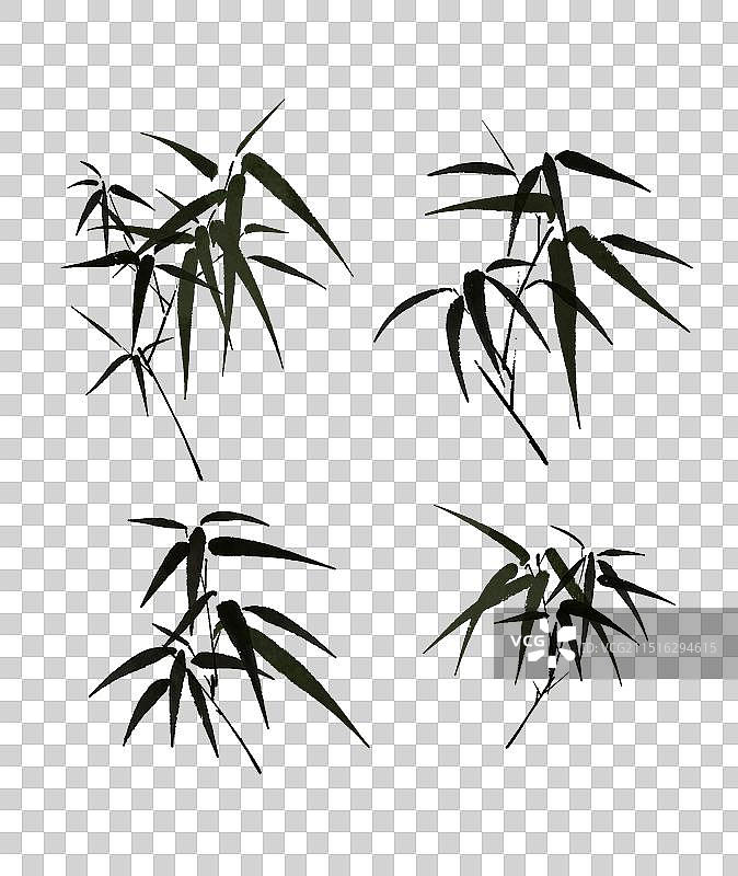 竹子竹叶—国画写意古风水墨元素图片素材
