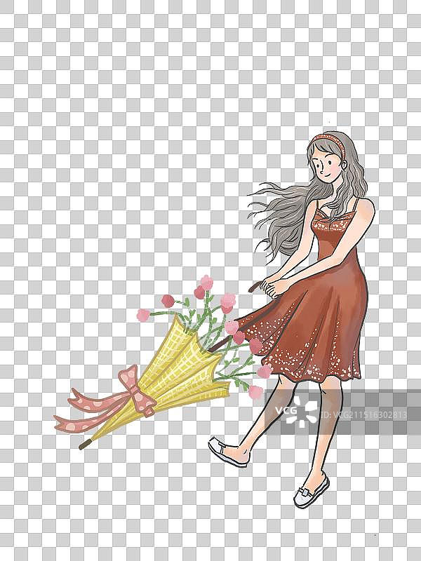 伞与少女图片素材