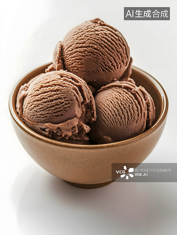 【AI数字艺术】一碗巧克力冰激凌球图片素材