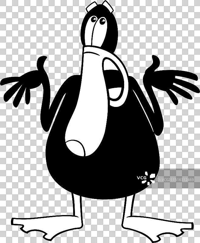 卡通黑鸭动物角色说话图片素材