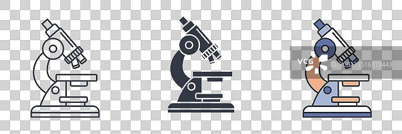 白色背景上的显微镜图标符号图片素材