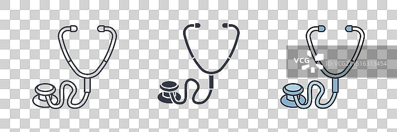 白色背景上的听诊器图标符号图片素材