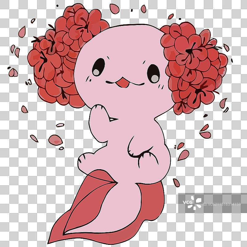 粉色六角恐龙两栖动物图片素材