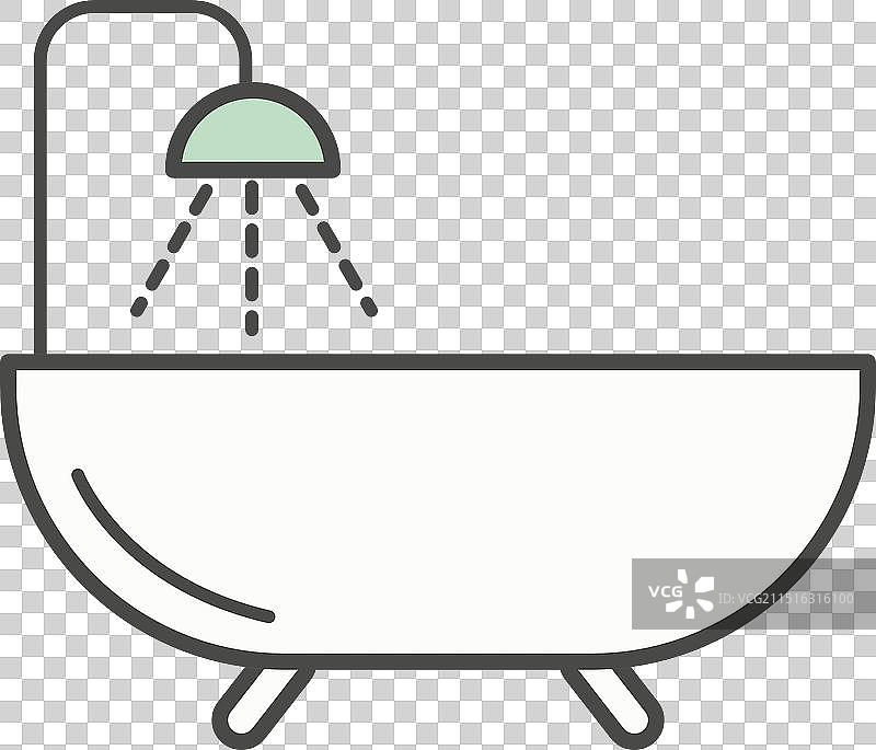 带淋浴的浴缸图标图片素材