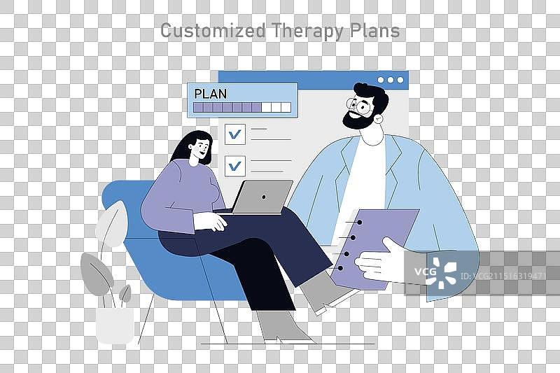 整合心理治疗扁平风格图片素材