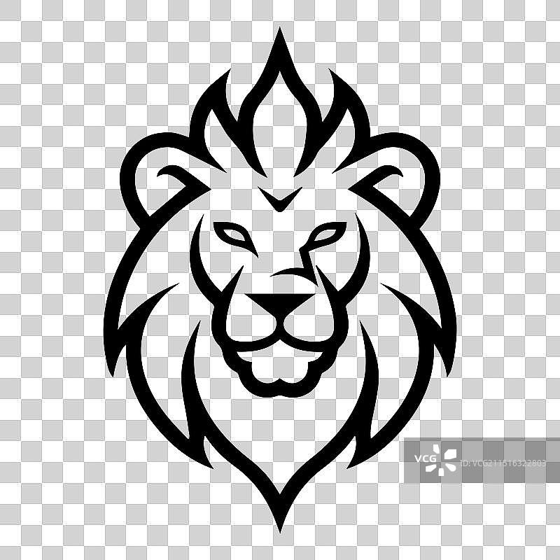 火焰狮子图标或现代线条符号艺术图片素材