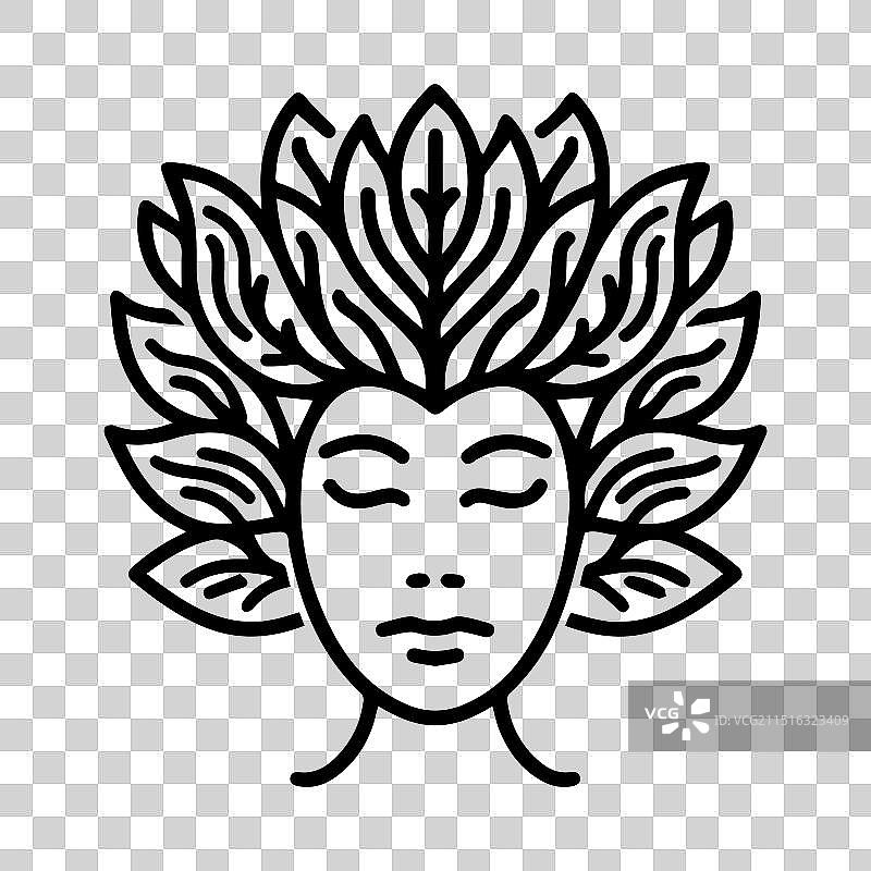 树精图标或现代线条符号线条艺术图片素材