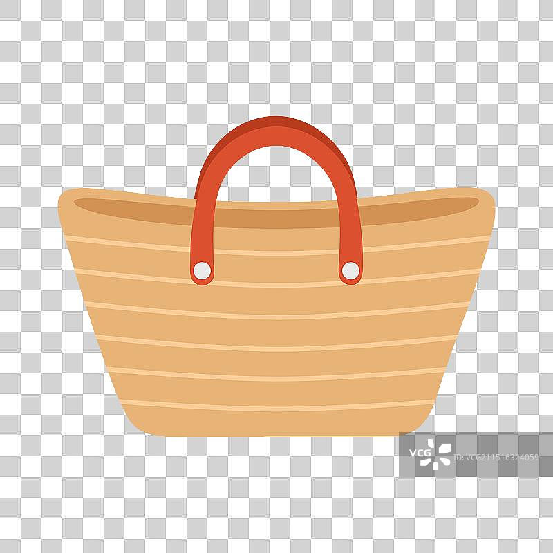 红色手柄条纹沙滩包图片素材