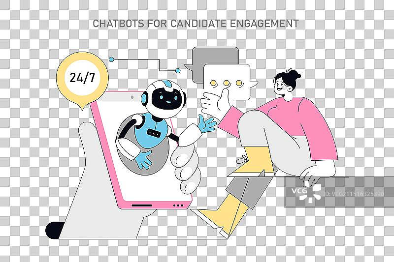 AI应用于人力资源扁平风格图片素材