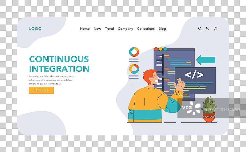 DevOps网络横幅或着陆页软件图片素材
